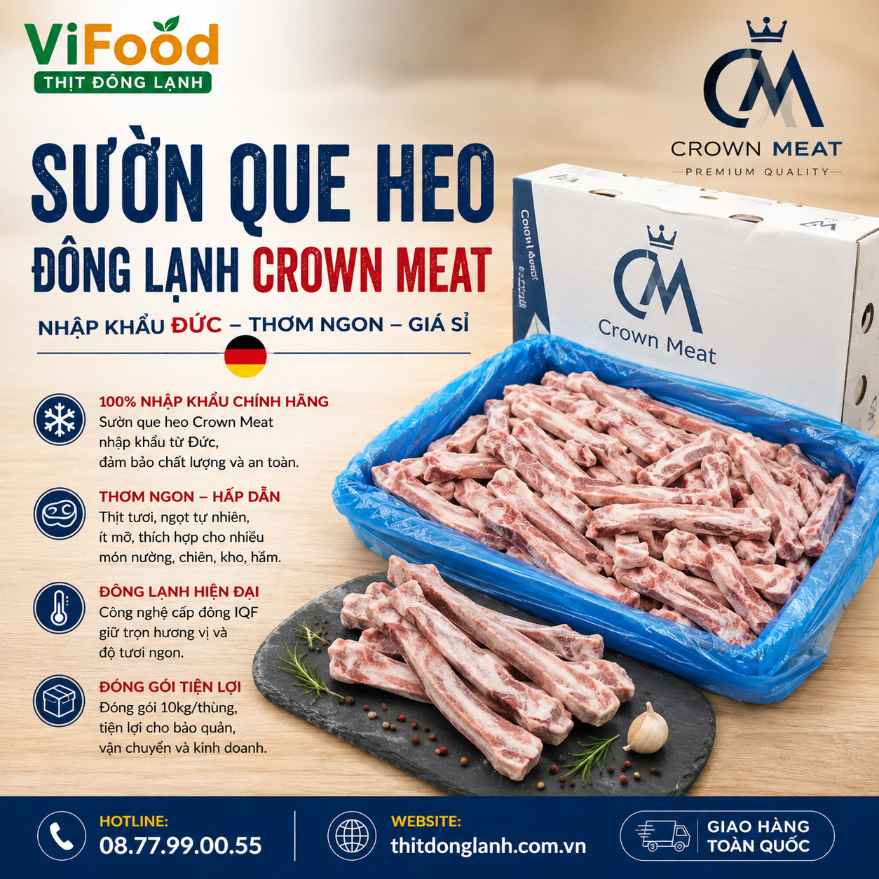 Sườn Que Đông Lạnh Crown Meat Giá Sỉ